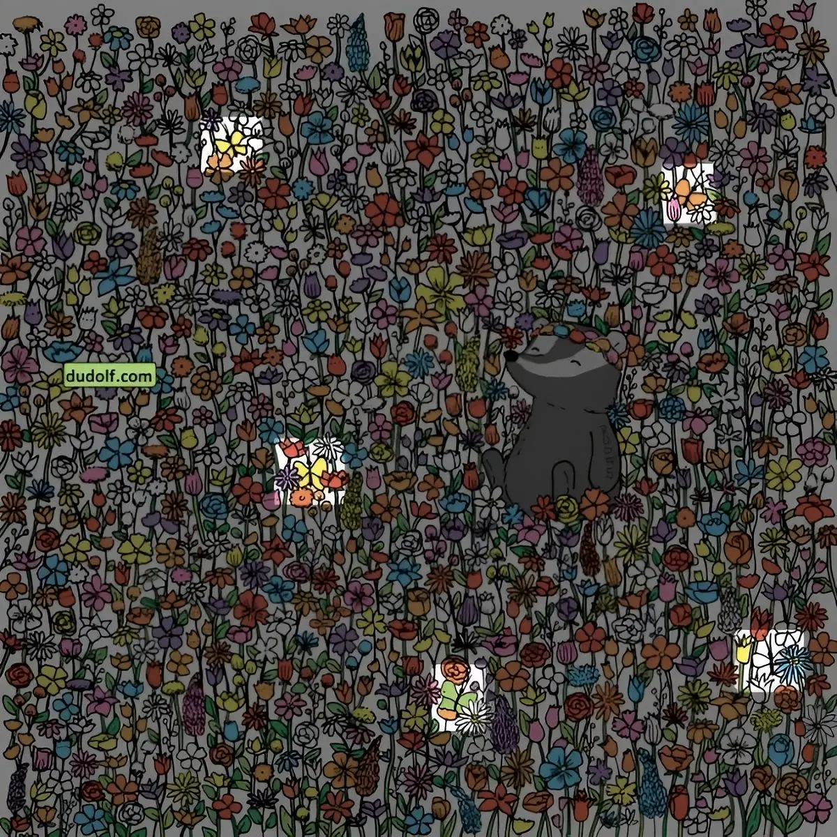 پاسخ-تست-بینایی-۵-پروانه-پنهان-شده-در-میان-گل_ها