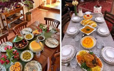 ایده واسه چیدمان یه میز یا سفره شام هفت رنگ؛ از تزیین قاشق و چنگال تا غذاها و ظروف