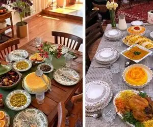 ایده واسه چیدمان یه میز یا سفره شام هفت رنگ؛ از تزیین قاشق و چنگال تا غذاها و ظروف