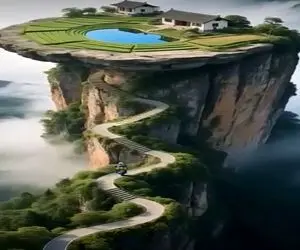 معماری خلاقانه؛ بالای صخره خونه ساختن ۱۰۰هزار پله میخوره برسی بهش ابرا تو دستتن