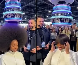 فناوری نوین؛ خانومه اندازه کوه موی فر داشت در کسری از ثانیه صاف شد