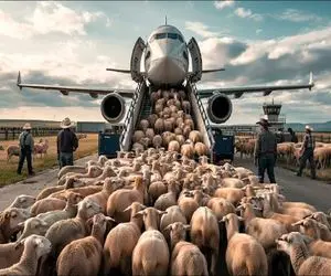 جابه جایی پرهیبت / چگونه میلیون ها تن گوسفند برای فرآوری با هواپیما ارسال میشوند