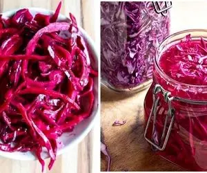 طرز تهیه ترشی کلم قرمز رستورانی / خیلی راحت یه کنارغذای جذاب آماده کن