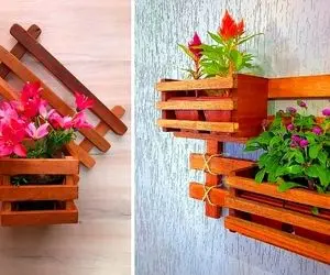 قفسه چوبی گلدان برای نگهداری گل و گیاه / طراحی های کاربردی که گل روی زمین نمیمونه