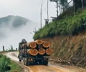معماری طبیعت؛ ماشین پشتی کامیون حمل چوب شانس خر داشت
