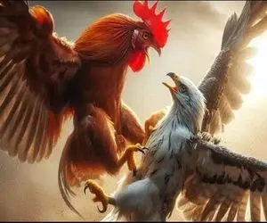 شاهکار حیات وحش؛ خروس ددمنش برای نشون دادن قلدریش به مرغا با عقاب دست به یقه شده