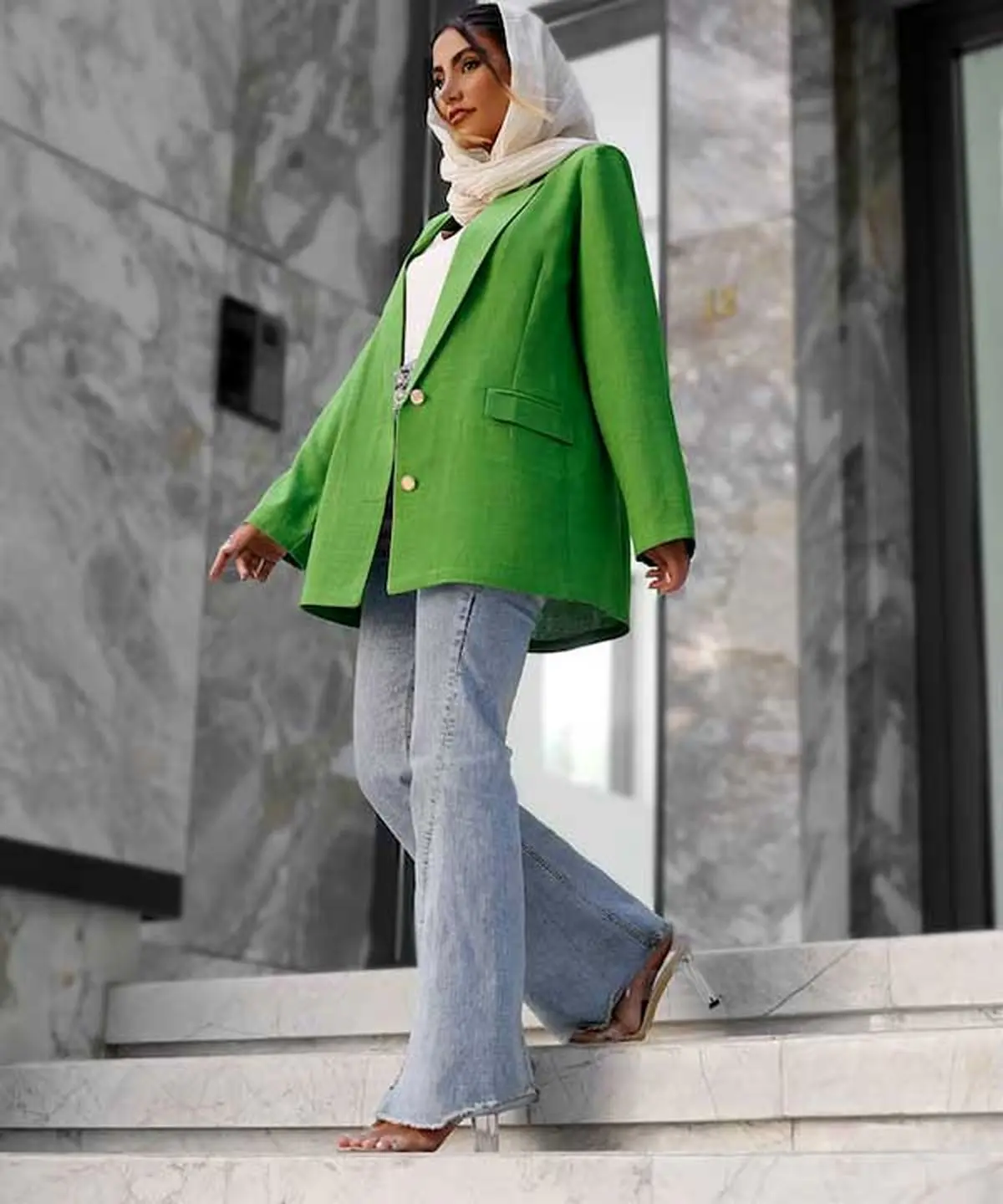 Green-jacket-set-with-boot-cut-pants