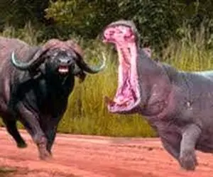 مستند حیات وحش؛ اسب آبی درسی به بوفالو داد تا عمر داره پا تو قلمروش نزاره