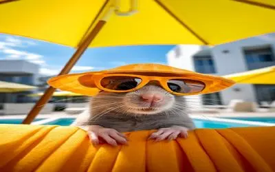 اگر حیوانات آدم بودند؛ خوش گذرانی موش مرفه لب ساحل