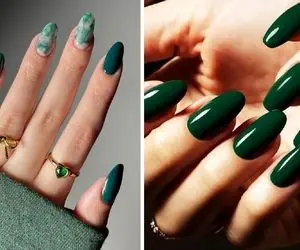 ایده های طراحی ژلیش ناخن سبز زمردی / لاکچری ترین انتخاب ها از مینیمال تا شاین و شارپ