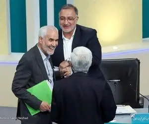 (عکس) شوخی و خوش و بش نامزدها در پس پرده مناظرات!