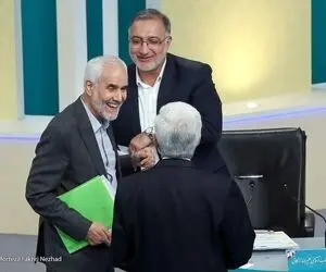 (عکس) شوخی و خوش و بش نامزدها در پس پرده مناظرات!