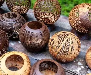 خلق آثار هنری با پوست نارگیل! + فیلم