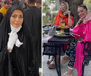 تناقض شدید "نفیسه روشن" در حجاب؛ یجا جلف و داف یجا چادری!