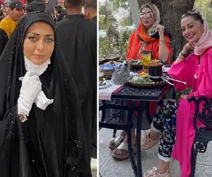 تناقض شدید "نفیسه روشن" در حجاب؛ یجا جلف و داف یجا چادری!
