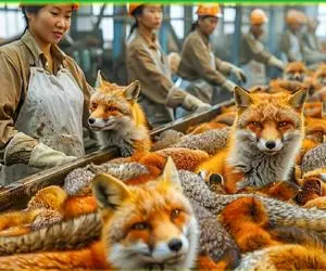 فرآوری روباه؛ روباه‌های گوگولی رو میدزدن  پوستشونو درسته درمیارن تا بشه کت و کلاه 