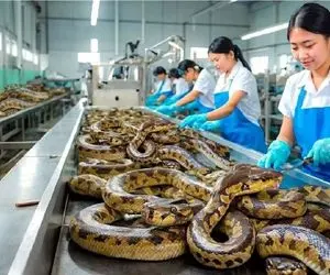 فرآوری حیات وحش/پخت مار تو دستگاه جوش صنعتی برای تبدیل به کنسرو