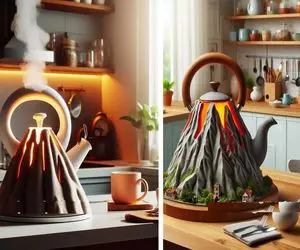 طراحی زیبا و دلربای کتری با الهام از گدازه های آتشفشان برای عاشقان طبیعت