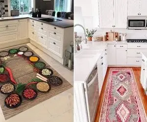 چطور فرش آشپزخانه رو با کابینت ست کنم؟ / ببین فرشای جدید که مد شدن با کابینت چه محشرن