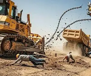 جا به جایی جانکاه؛ اپراتور بیل مکانیکی با باری که در توانش نیست فاجعه بار آورد