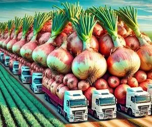 کشاورزی بدیع؛ با سموم مدرن و تکنولوژی جدید پیاز پرورش دادن 120 کیلو با تریلی حمل میشه