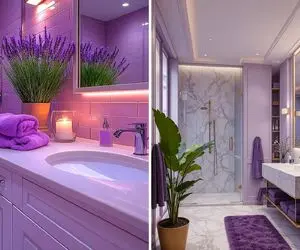 چطور حمامتو با رنگ یاسی مثل یه هتل لوکس کنی؟/ این رنگ راز یه حمام آرامش‌ بخش و به روز