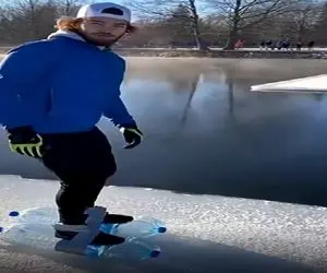 معماری طبیعت؛ با بطری آب معدنی رو آب راه رفت انگار مرتاضه