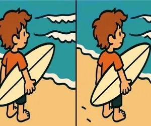 بازی فکری؛ اگه این 3 تفاوت پسر موج سوار از دستت در نره یعنی چشمات اسنایپره