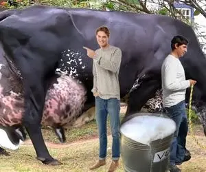 فرآوری گاو؛ این خود گاو مشتی حسنه اینقدر شیر داره که یه هندوستان رو  شیر میده