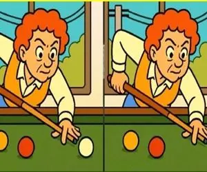 بازی فکری؛ پیدا کردن 3 تا تفاوت تصویر مرد بیلیاردباز ذهن ابر رایانه و دید قوی میخواد