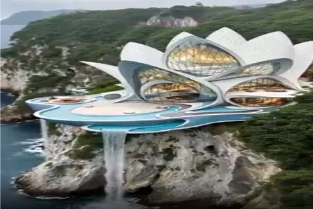 معماری خلاقانه؛ خونه زندگی باشکوه رونالدو که برگرفته از نیلوفر آبیه/ پارکینگشوو