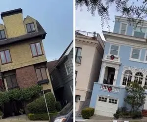 خونه های سانفرانسیسکو که کج هستن؛ مهندسی هوشمندانه منازل این شهر بخاطر شیب تند