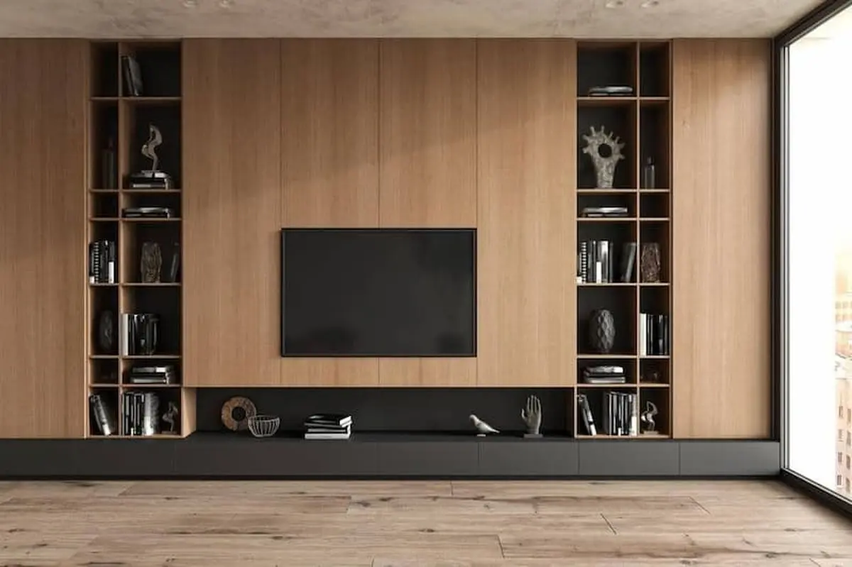 tv-mounted-hang-wooden-cabinet-wall-living-room-modern-interior-3d-render-illustration