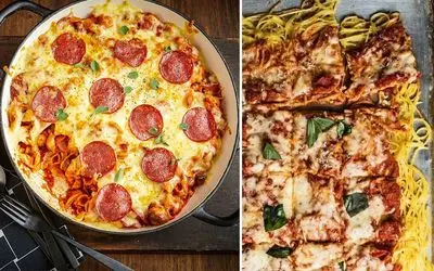 طرز تهیه پیتزا با ماکارونی رشته ای با فر و بدون فر / یه غذای خوشمزه که عاشقش میشید