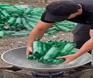 معماری خلاقانه؛ بطری های سون آپ رو ذوب کرد باهاش موزاییک ضدآب ساخت