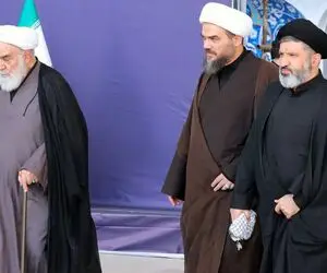 (عکس) لحظه وداع داماد رهبر شهید با دخترش در مسجد جمکران