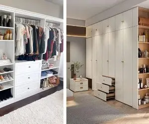 طراحی داخلی کمد دیواری و مدل های طبقه بندی؛ طریقه زیبا و اصولی چیدن لباس رو رگال