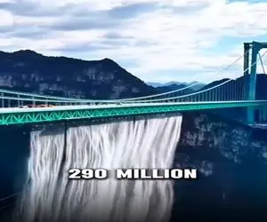 معماری خلاقانه؛  پل چینی با 4000 متر ارتفاع که مجهز به آبشاره ماشینا رو آب و تو هوان