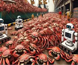 ماهیگیرا برای میلیونر شدن از یه ربات واسه صید و پاک کردن میلیونها خرچنگ استفاده میکنن