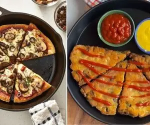 طرز تهیه پیتزا تابه ای / اگه فر نداری غمت نباشه با این دستور یه پیتزای عالی بساز