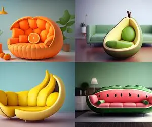 کاناپه‌ میوه‌ای انتخابی جسورانه برای خانه/ مبلی به شکل پرتقال، انگور و آناناس بخرید