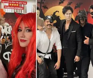 گریم مدل خارجی "استخری و زنش" تو مهمونی؛ "عمه نیلو" چه خفنی شده!