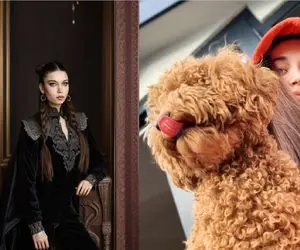 ست کردن افرا ساراچ‌ اوغلو بازیگر سریال چشم چران عمارت با سگش