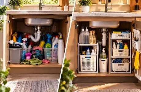 چیدمان کابینت زیر سینک ظرفشویی؛ ایده های کاربردی برای داشتن فضایی مرتب و جادار
