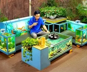 ایده های خلاقانه؛ آقاهه دست تنها یه کافه نقلی شکل آکواریوم ساخته باید بیای ببینی