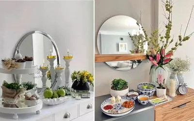 چیدمان هفت سین روی میز کنسول / با رعایت این نکات یه هفت سین مدرن، جذاب و زیبا دارید