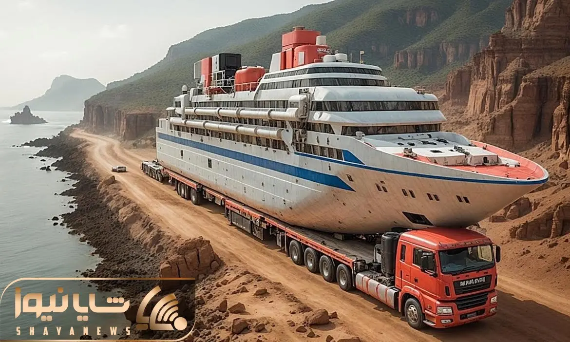 جا به جایی های جانکاه؛ حمل کشتی های بزرگ که چندتا چندتا تریلی توشون جا میشه با تریلی