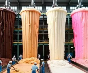 کارخانه تولید بستنی؛ با ماشینای مدرن صنعتی توی کارخونه صد ها مدل بستنی تولید میکنن