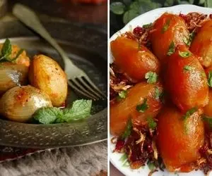 طرز تهیه دلمه پیاز ترکی / همراه با یه سس خوشمزه که طعم و مزه بی نظیری داره