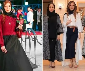 متین ستوده با لباس عروس قرمز و گیس فر تو جمع از خجالت آبید؛ شده هلوی بی هسته!